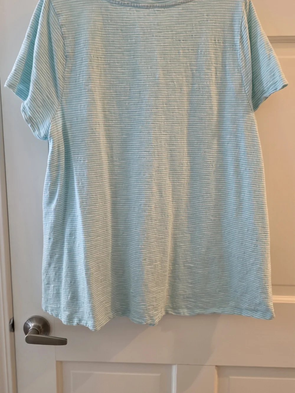 Soft Surroundings Pale Blue Striped Short Sleeve Top - Picture 4 of 4